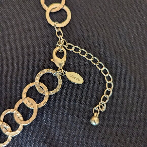 Chico's gold statement necklace - 3 strands with leaf-like pendants - Picture 3 of 4